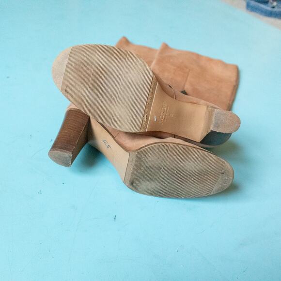 J Crew Genuine Italian Leather Stacked Heel Almond Toe Zipper Boots Size 8 - Picture 4 of 9